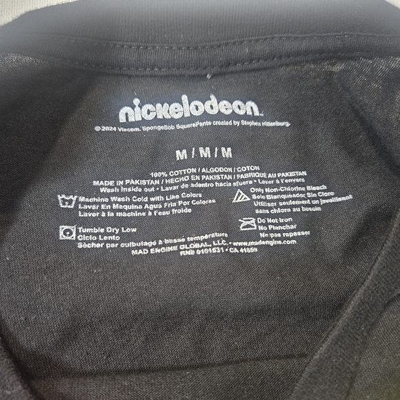 SpongeBob T-shirt Mens Medium Black Trippy Zombie Neon Graphic Halloween Tee NEW - Picture 3 of 5